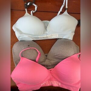 Steve Madden Pink, Gray, and Light Blue Bra Set